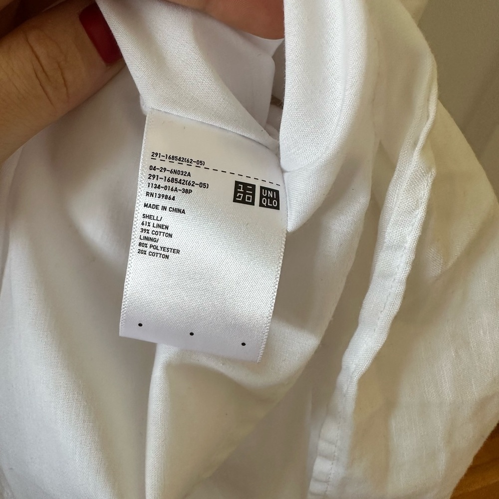 UNIQLO WOMEN LINEN COTTON SLEEVELESS DRESS WHITE SIZE S - Picture 8 of 9